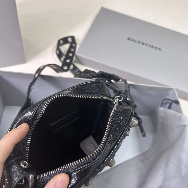 Balencia Le Cagole Distressed Silver Motorcycle Phone Bag - Black Durable 78819