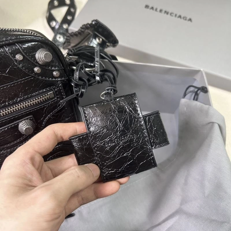 Balencia Le Cagole Distressed Silver Motorcycle Phone Bag - Black Durable 78819
