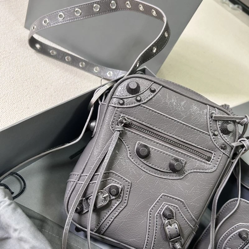 ZeroBulk Balencia Le Cagole Motorcycle Phone Bag - Gray Oily Wax Cowhide 78801