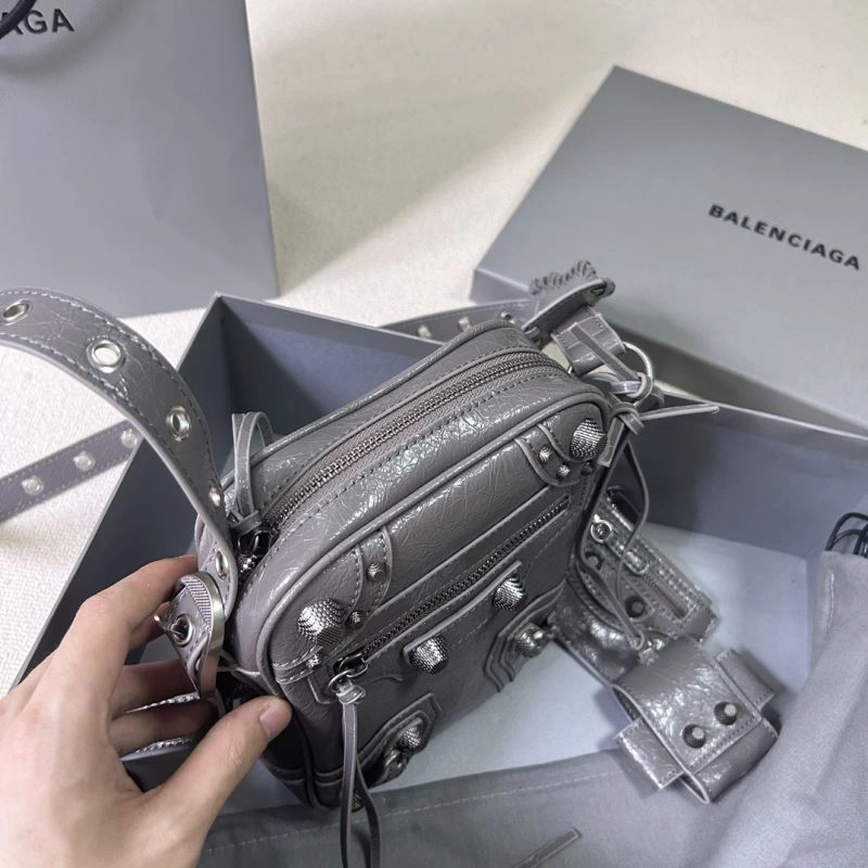 ZeroBulk Balencia Le Cagole Motorcycle Phone Bag - Gray Oily Wax Cowhide 78801