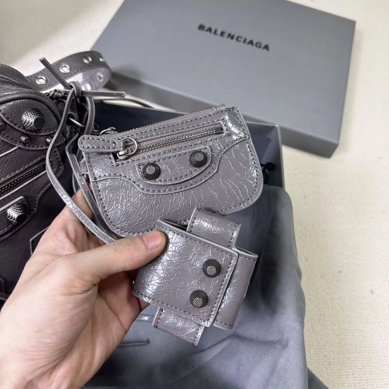 ZeroBulk Balencia Le Cagole Motorcycle Phone Bag - Gray Oily Wax Cowhide 78801