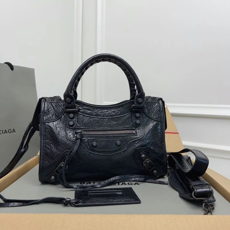 Balenciaga   Gold Mini City Cracked Lambskin Crossbody Bag Bold 78350