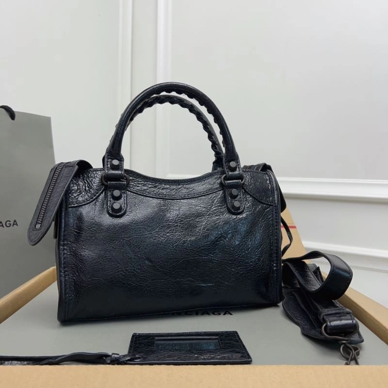 Balenciaga   Gold Mini City Cracked Lambskin Crossbody Bag Bold 78350