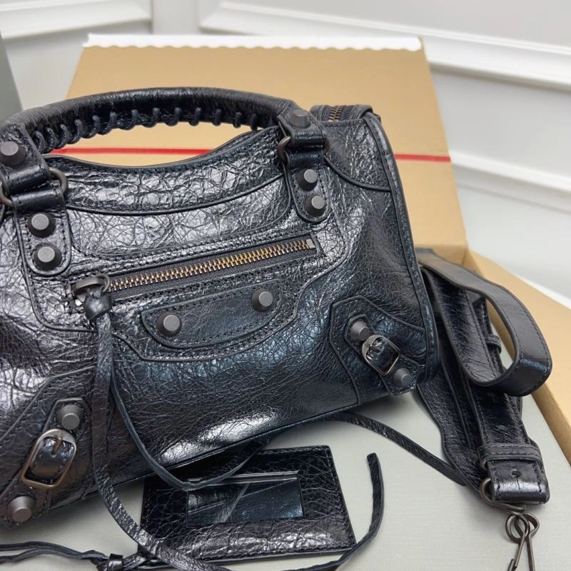Balenciaga   Gold Mini City Cracked Lambskin Crossbody Bag Bold 78350