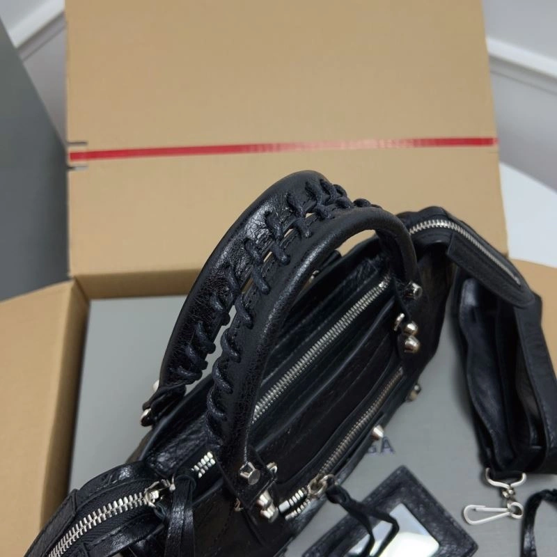 Balenciaga   Gold Mini City Cracked Lambskin Crossbody Bag TechFriendly 78337