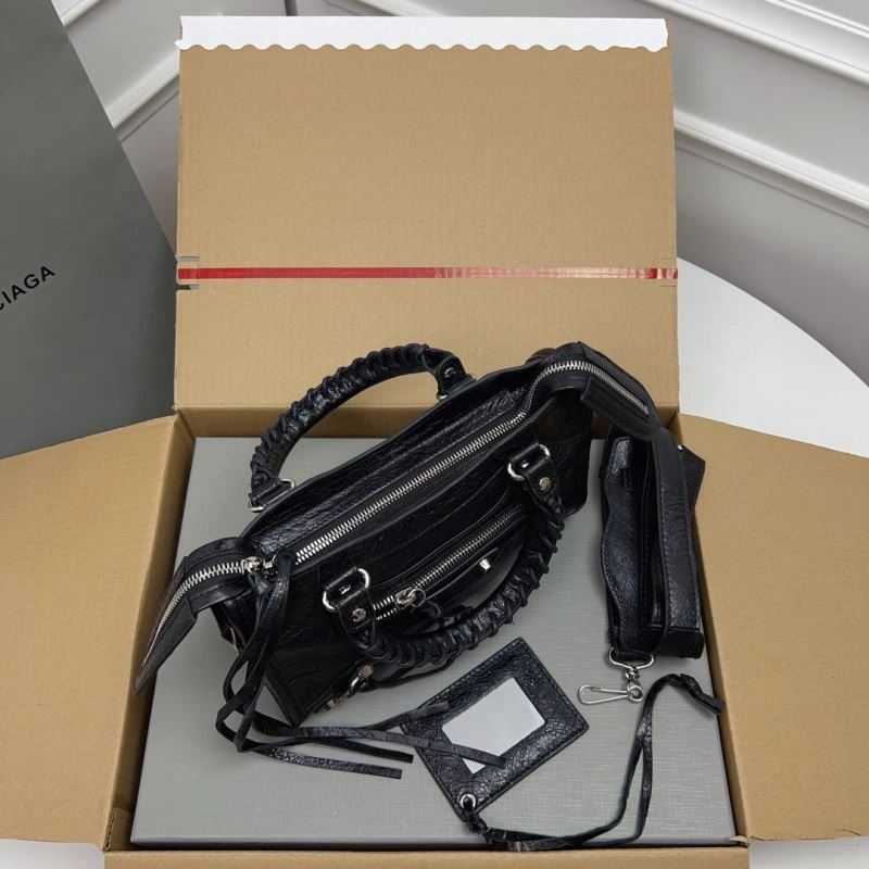 Balenciaga   Gold Mini City Cracked Lambskin Crossbody Bag TechFriendly 78337