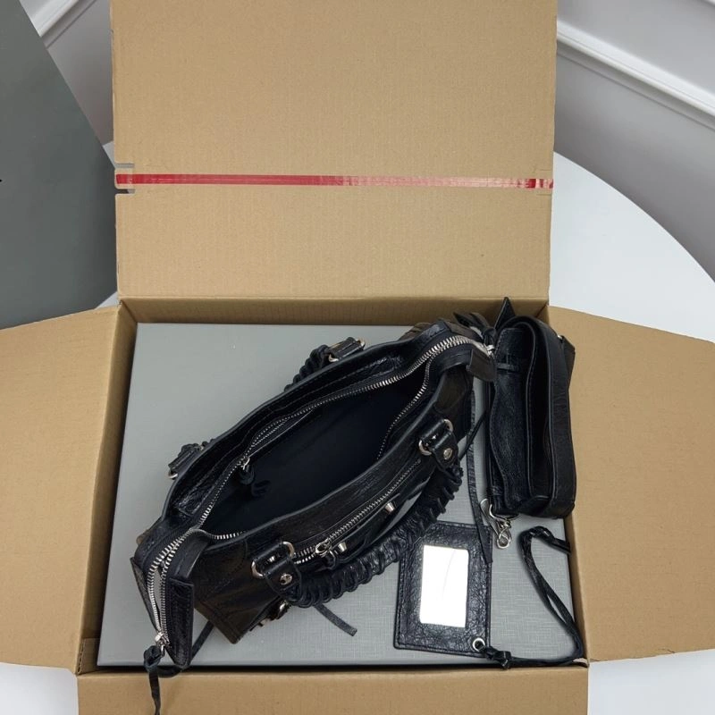 Balenciaga   Gold Mini City Cracked Lambskin Crossbody Bag TechFriendly 78337