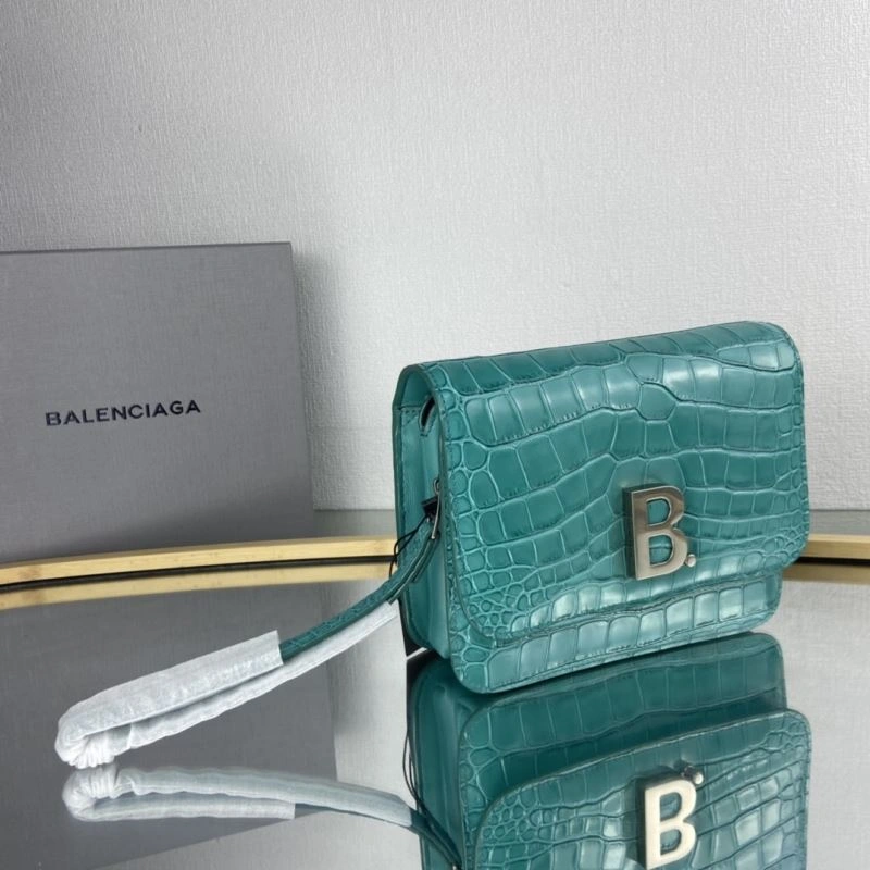 Balenciaga  Lake Water Blue Crocodile Pattern Crossbody Bag EasyCare 78325