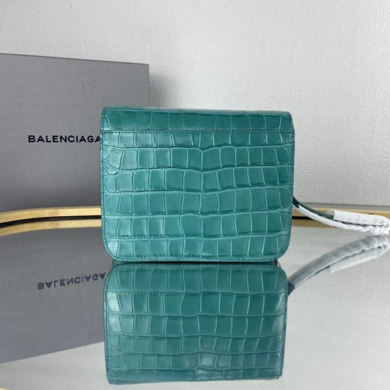 Balenciaga  Lake Water Blue Crocodile Pattern Crossbody Bag EasyCare 78325