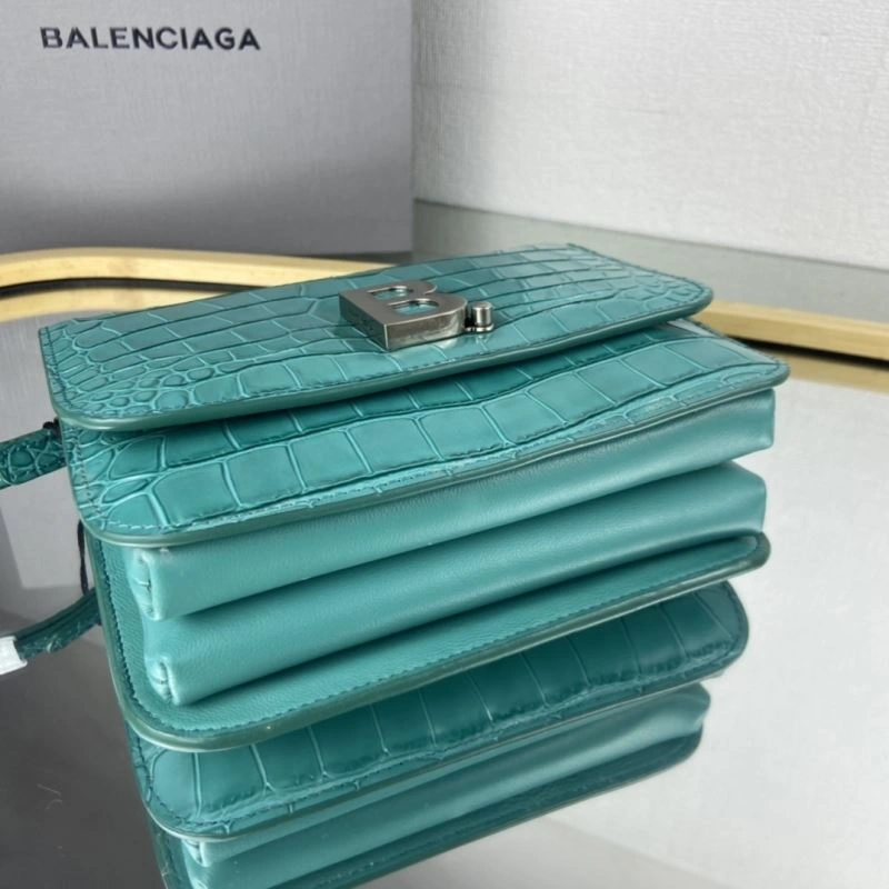 Balenciaga  Lake Water Blue Crocodile Pattern Crossbody Bag EasyCare 78325