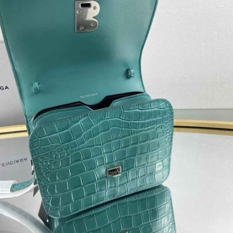 Balenciaga  Lake Water Blue Crocodile Pattern Crossbody Bag EasyCare 78325