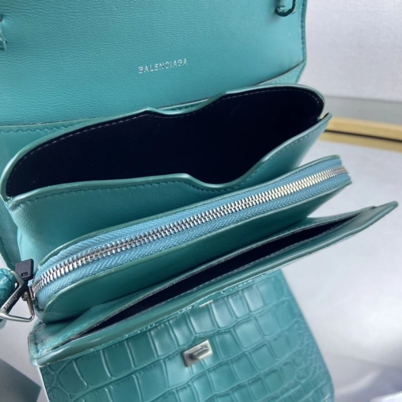 Balenciaga  Lake Water Blue Crocodile Pattern Crossbody Bag EasyCare 78325