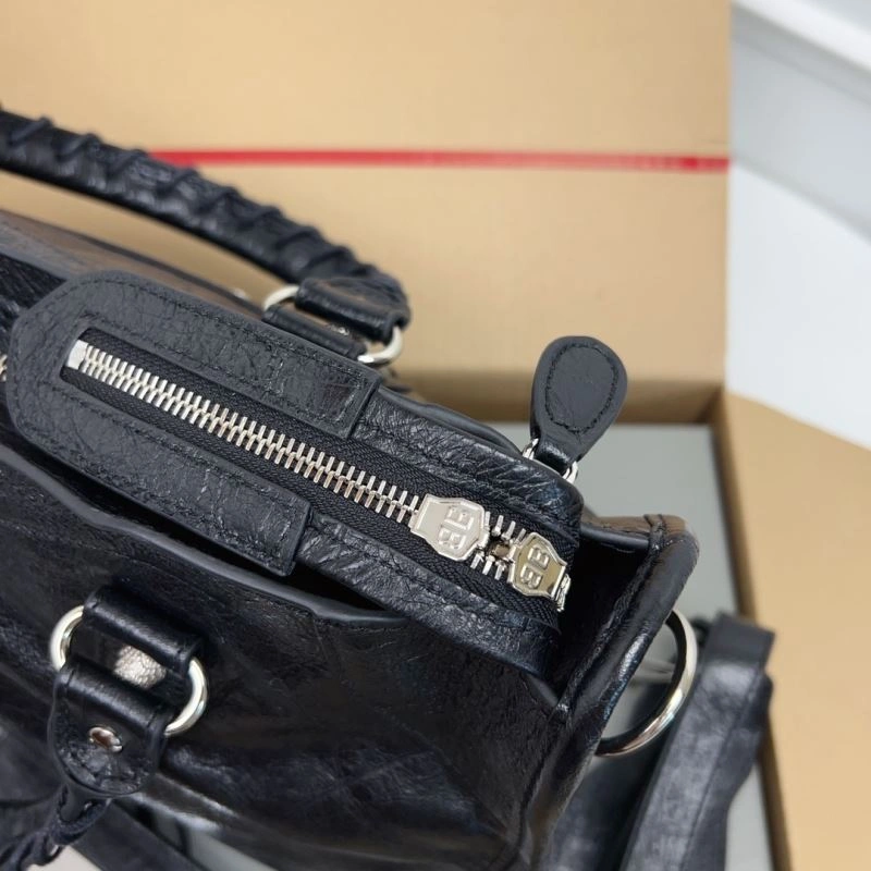 Balenciaga  Luxury Cracked Lambskin Black Tote with Pineapple Silver Studs Comfortable 78367