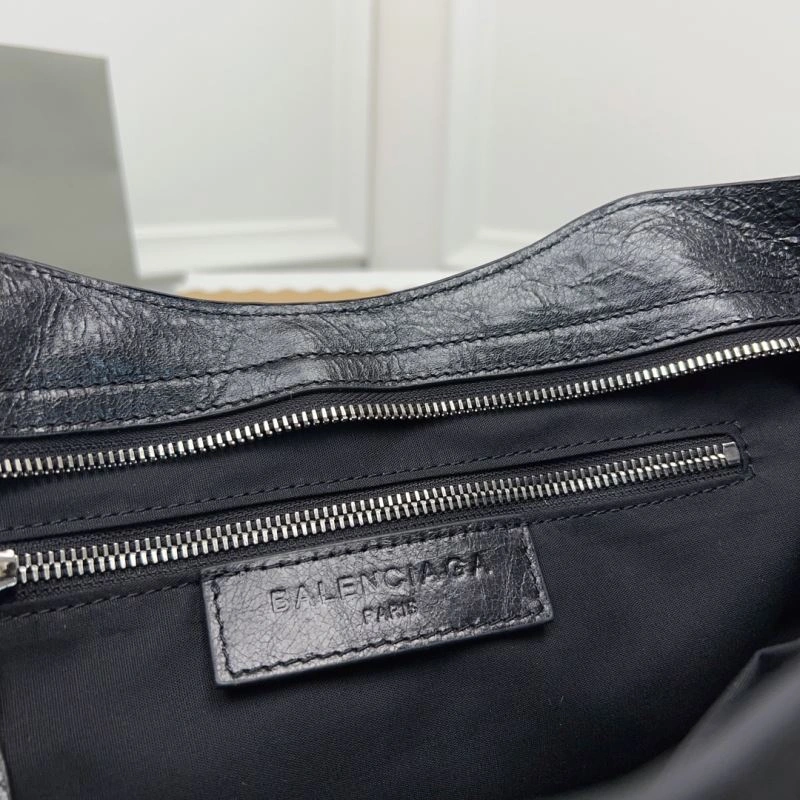 Balenciaga  Luxury Cracked Lambskin Black Tote with Pineapple Silver Studs Comfortable 78367