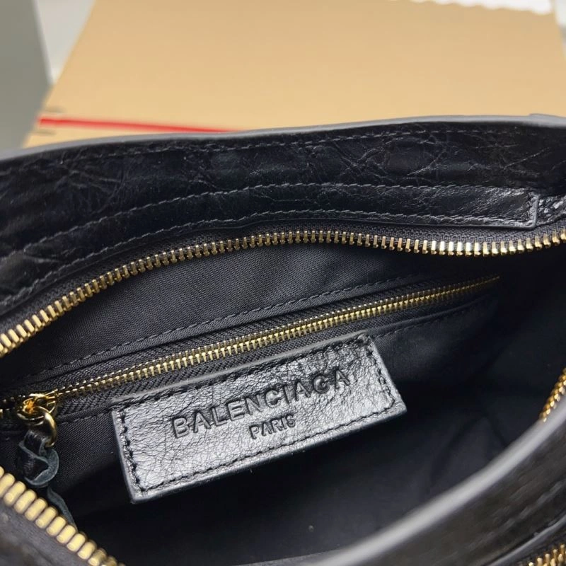 Bold Balenciaga  Luxury Cracked Lambskin Mini City Bag with Gold Studs 78358