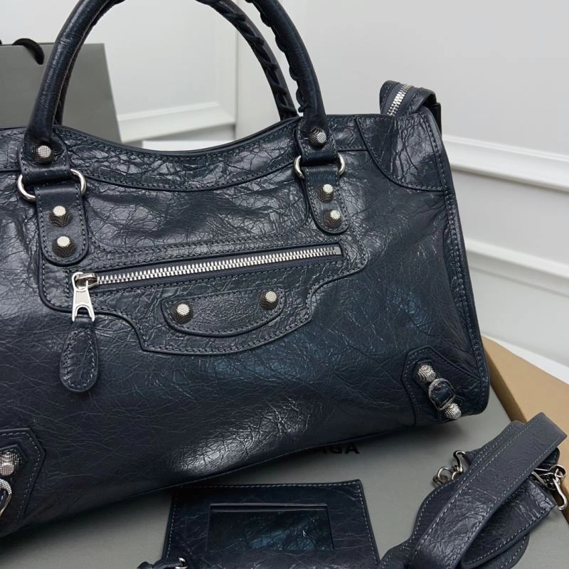Neat Balenciaga   Cracked Lambskin Tote with Pineapple Silver Stud 78352