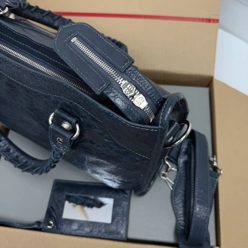 Neat Balenciaga   Cracked Lambskin Tote with Pineapple Silver Stud 78352