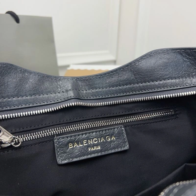 Neat Balenciaga   Cracked Lambskin Tote with Pineapple Silver Stud 78352