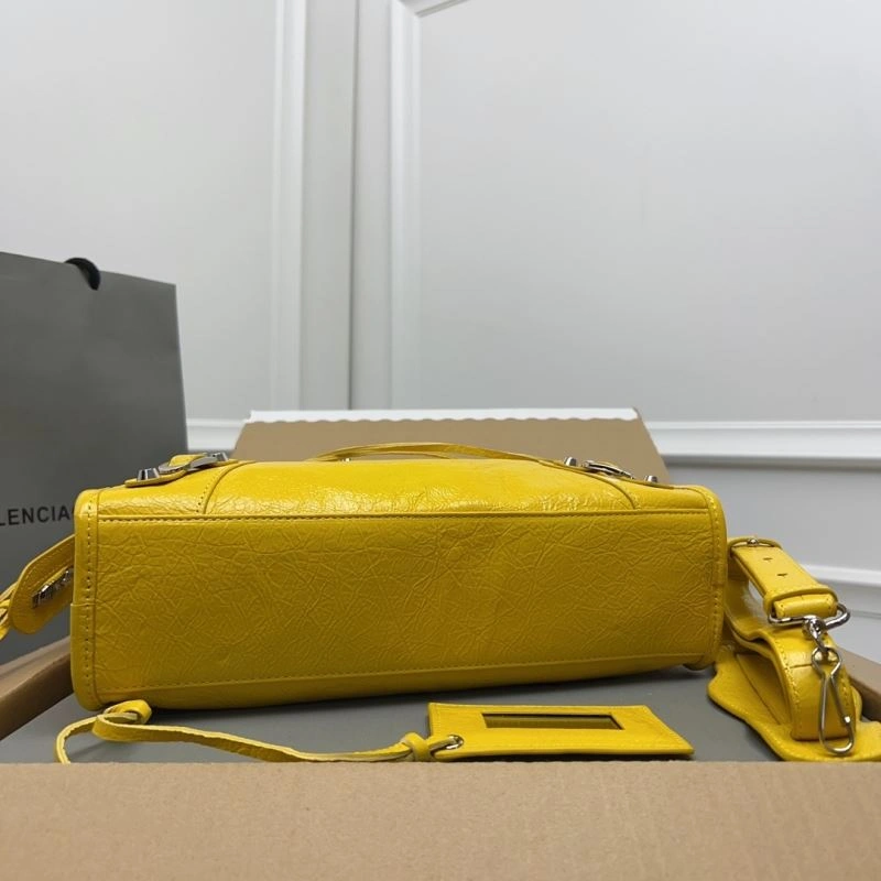 Balenciaga  Yellow Crackle Lambskin  Gold City Bag - D.Pink Vibrant 78345