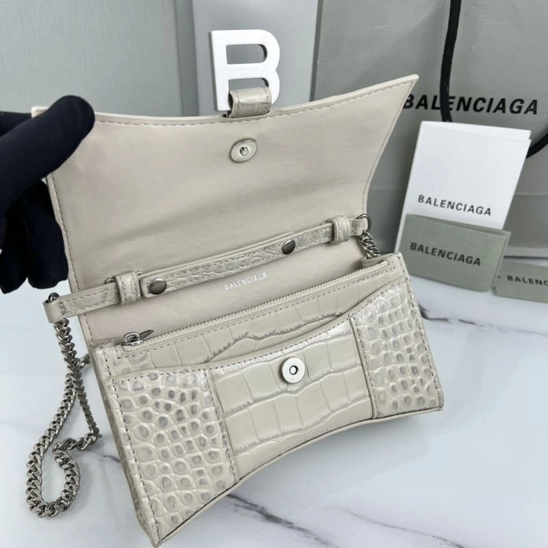 Balenciaga 19cm Hourglass Chain Crossbody Bag with B-Shaped Pull Tab ComfortFit 78643