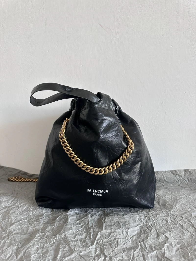 Thermal Balenciaga 2023 Crush Black Tote Bag - Luxe Trash Shape Design 72690