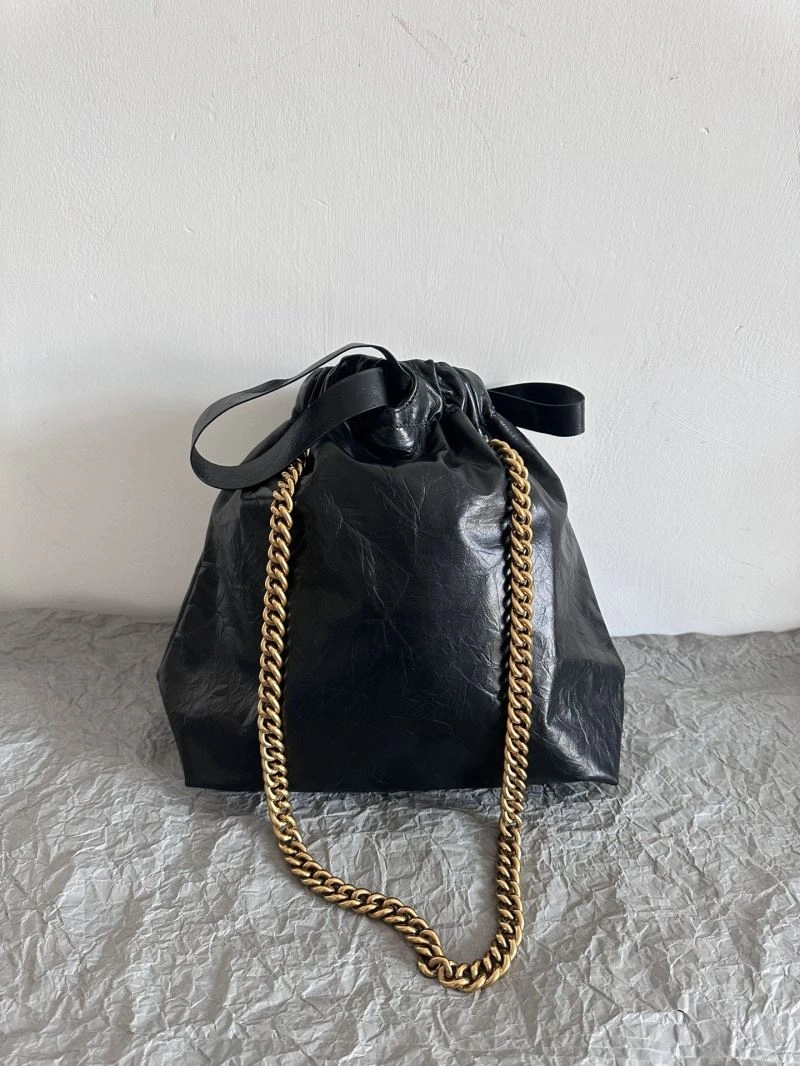 Thermal Balenciaga 2023 Crush Black Tote Bag - Luxe Trash Shape Design 72690