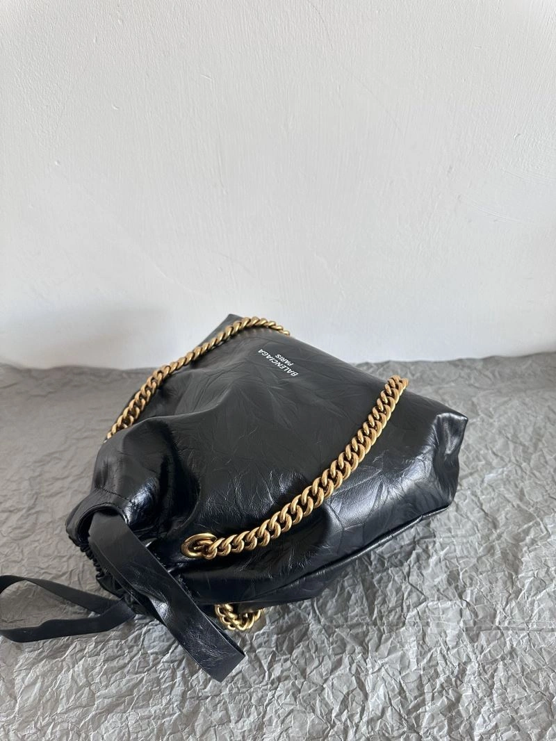 Thermal Balenciaga 2023 Crush Black Tote Bag - Luxe Trash Shape Design 72690