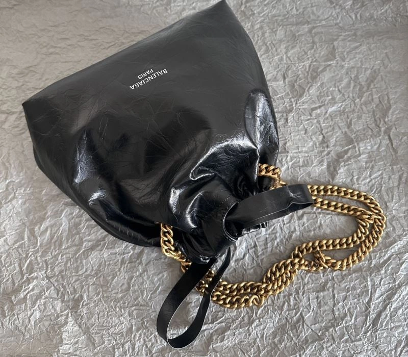 Thermal Balenciaga 2023 Crush Black Tote Bag - Luxe Trash Shape Design 72690