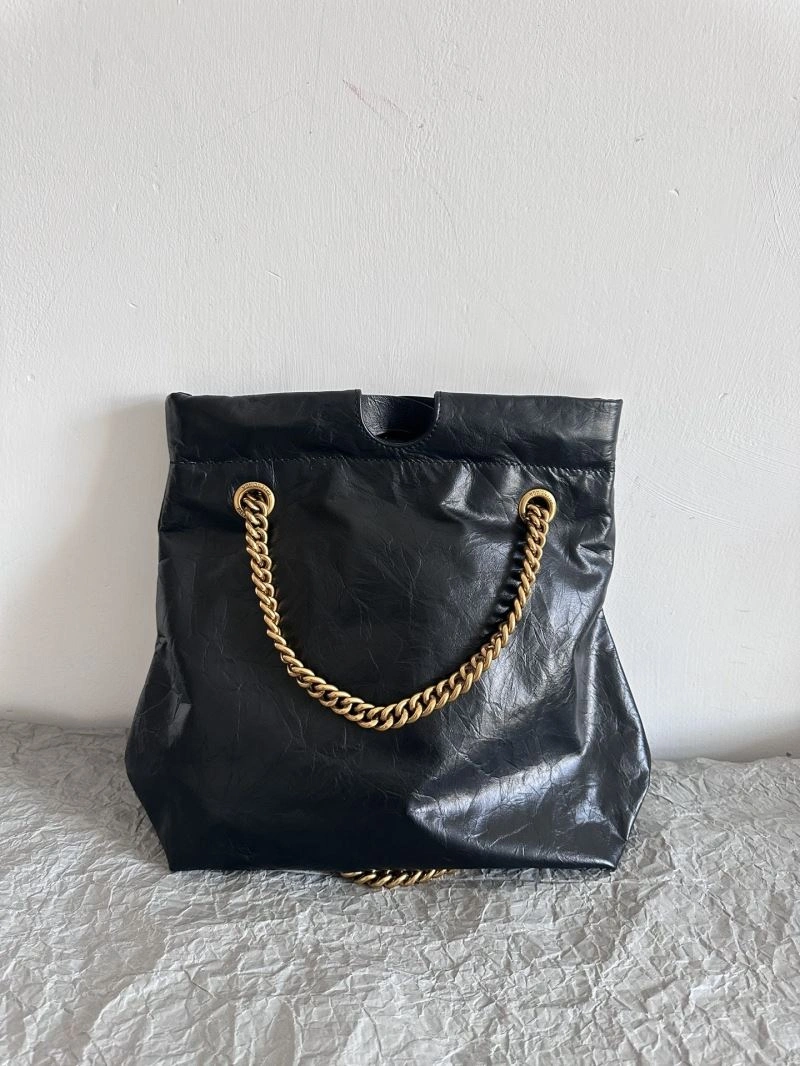Thermal Balenciaga 2023 Crush Black Tote Bag - Luxe Trash Shape Design 72690