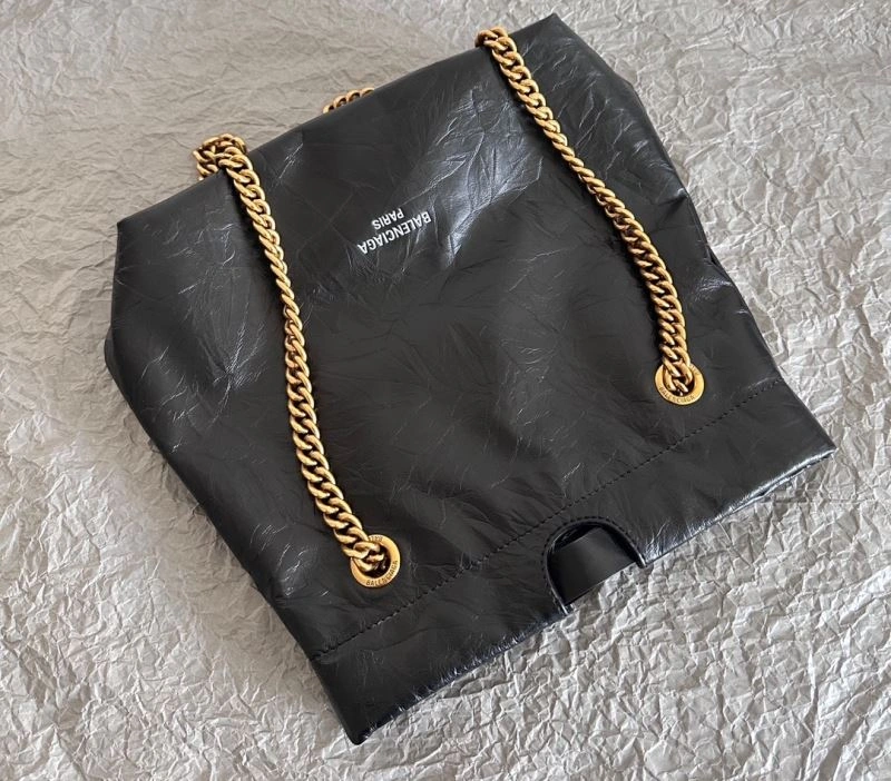 Thermal Balenciaga 2023 Crush Black Tote Bag - Luxe Trash Shape Design 72690