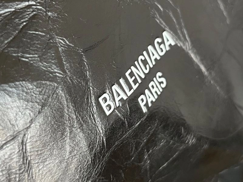 Thermal Balenciaga 2023 Crush Black Tote Bag - Luxe Trash Shape Design 72690