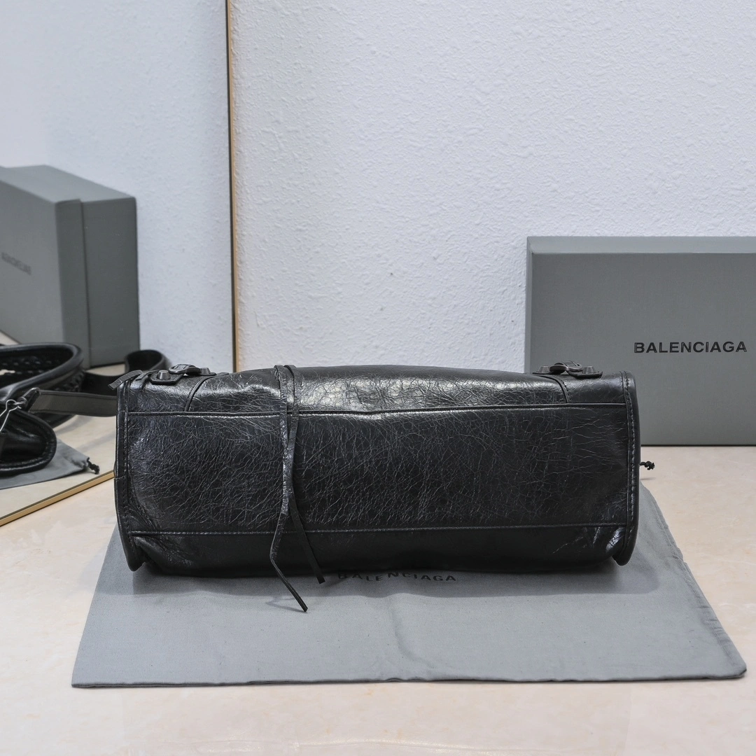SunProtective Balenciaga 2024 Lie City Leather Motorcycle Bag 61079