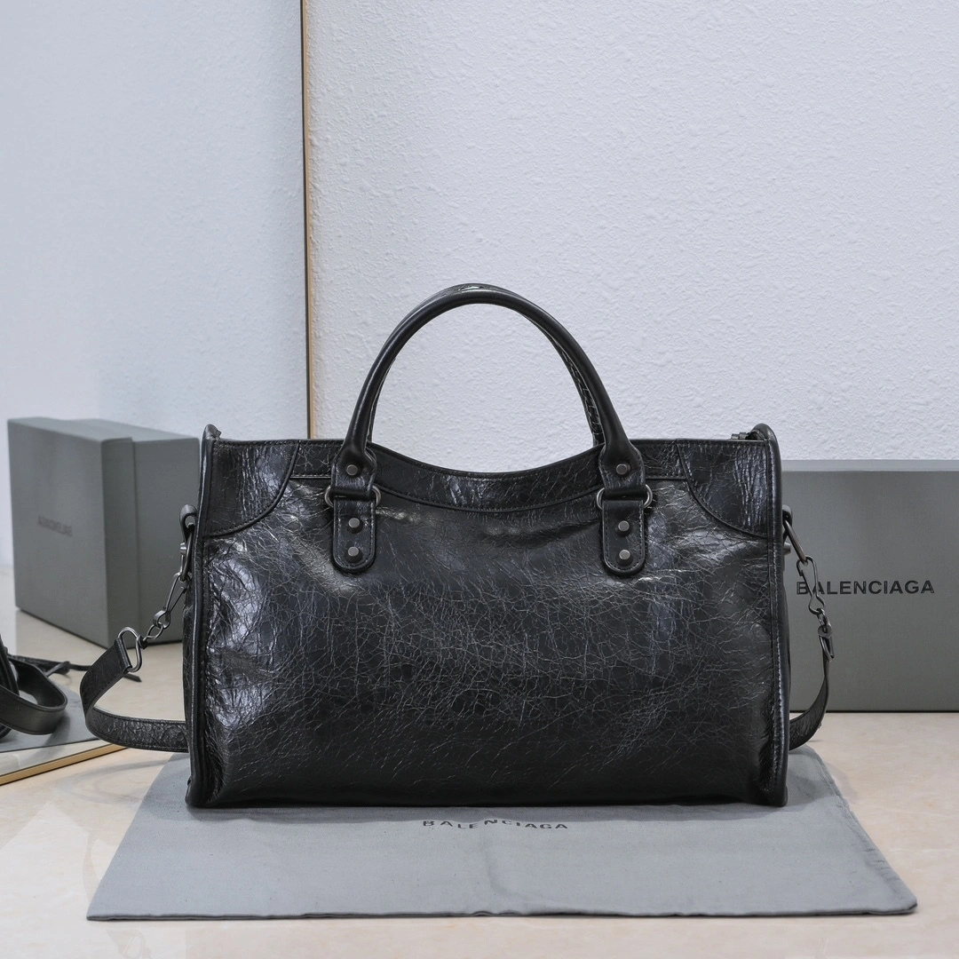 SunProtective Balenciaga 2024 Lie City Leather Motorcycle Bag 61079