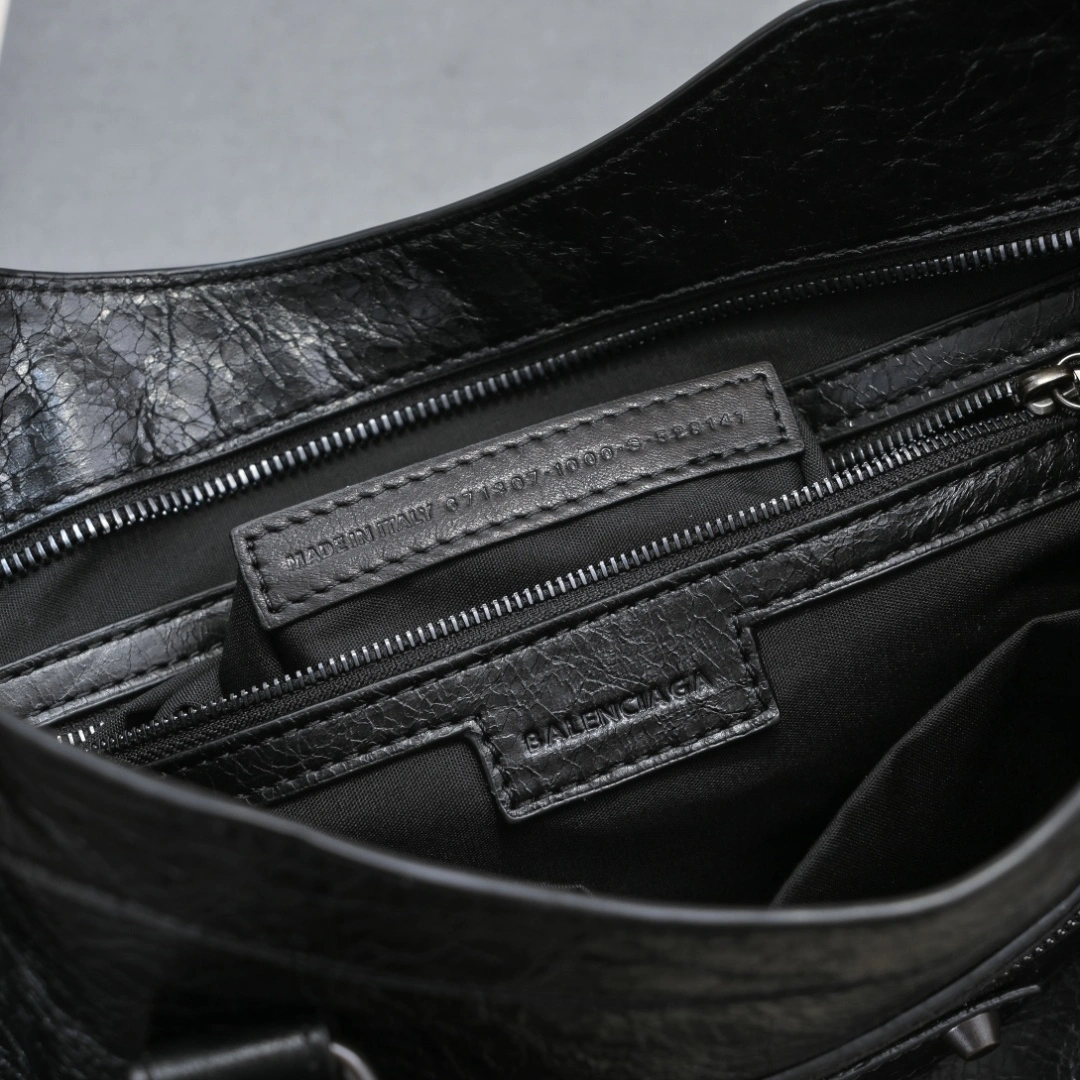 SunProtective Balenciaga 2024 Lie City Leather Motorcycle Bag 61079