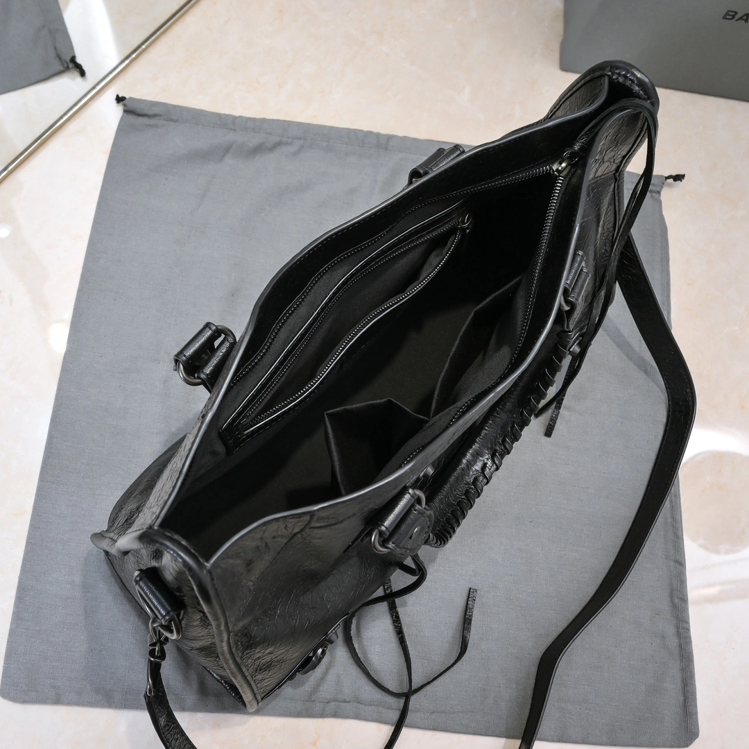 SunProtective Balenciaga 2024 Lie City Leather Motorcycle Bag 61079