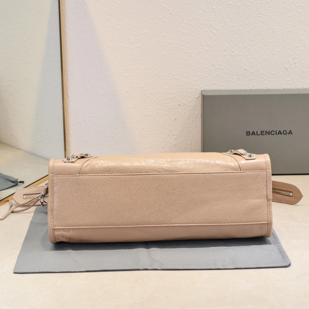 Elegant Balenciaga 2024 Lie City Leather Motorcycle Bag 61033