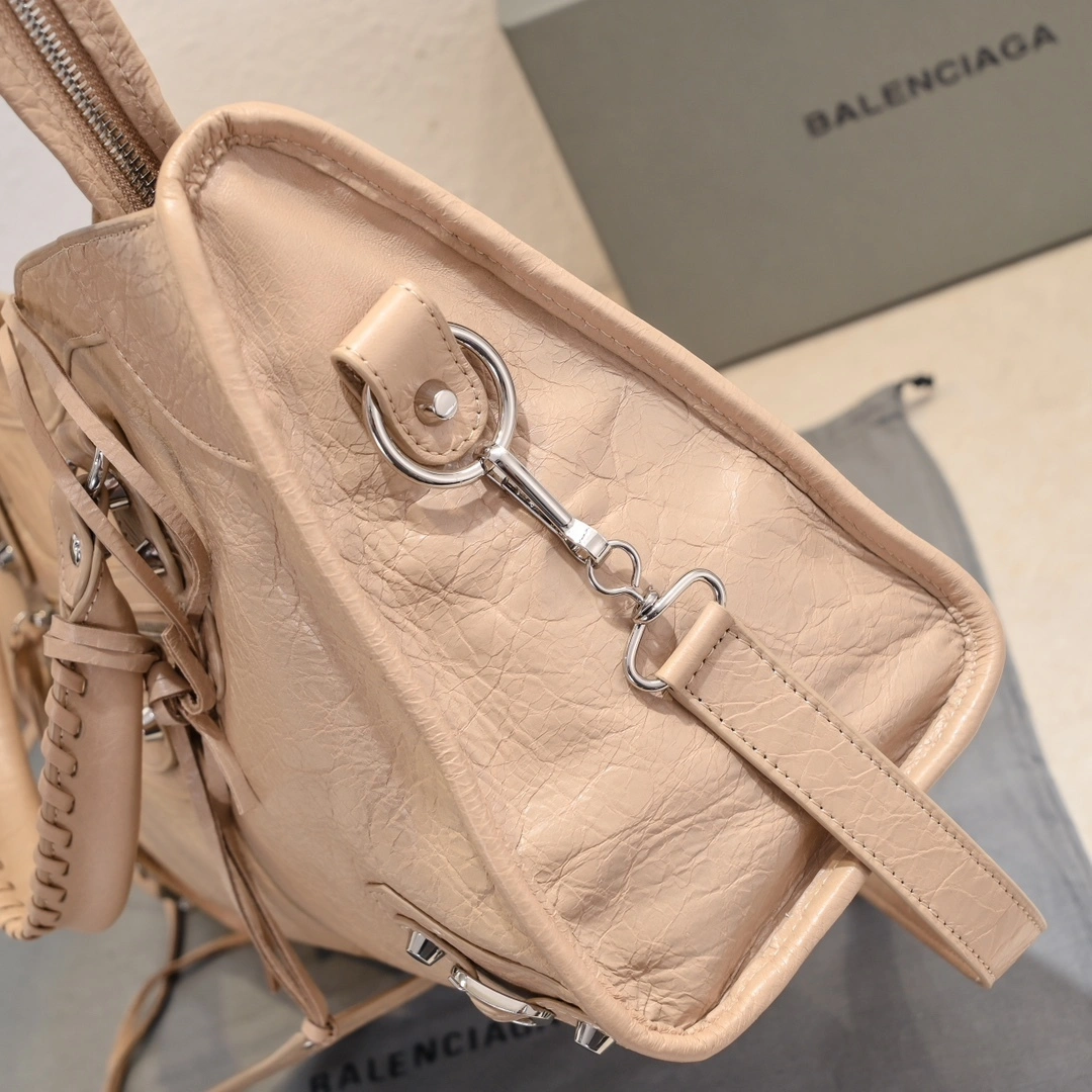Elegant Balenciaga 2024 Lie City Leather Motorcycle Bag 61033