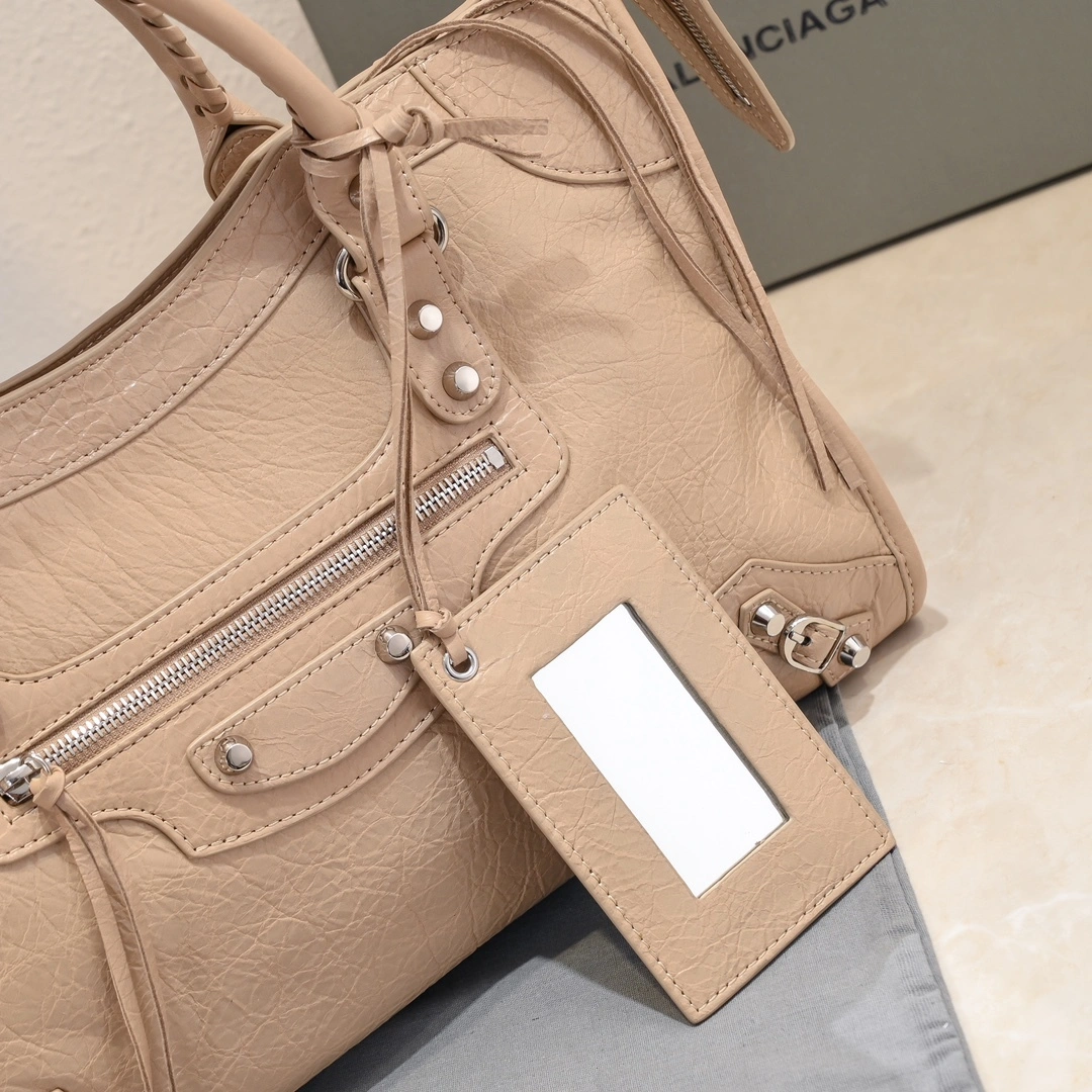 Elegant Balenciaga 2024 Lie City Leather Motorcycle Bag 61033