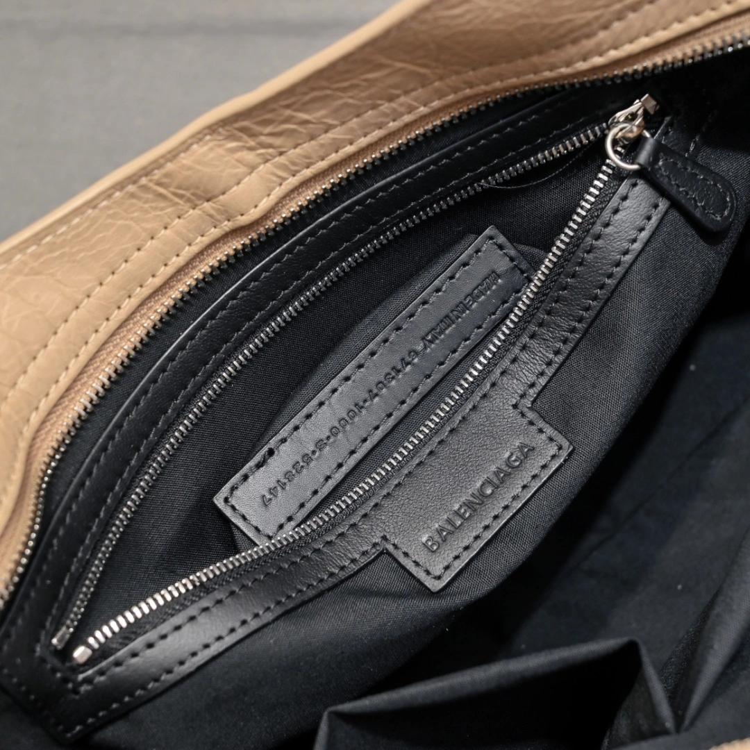 Elegant Balenciaga 2024 Lie City Leather Motorcycle Bag 61033