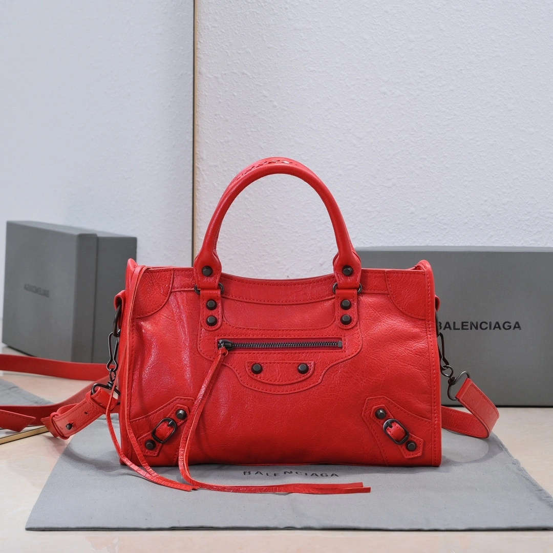 Stretchable Balenciaga 2024 Lie City Retro Motorcycle Bag - Medium Size 61088