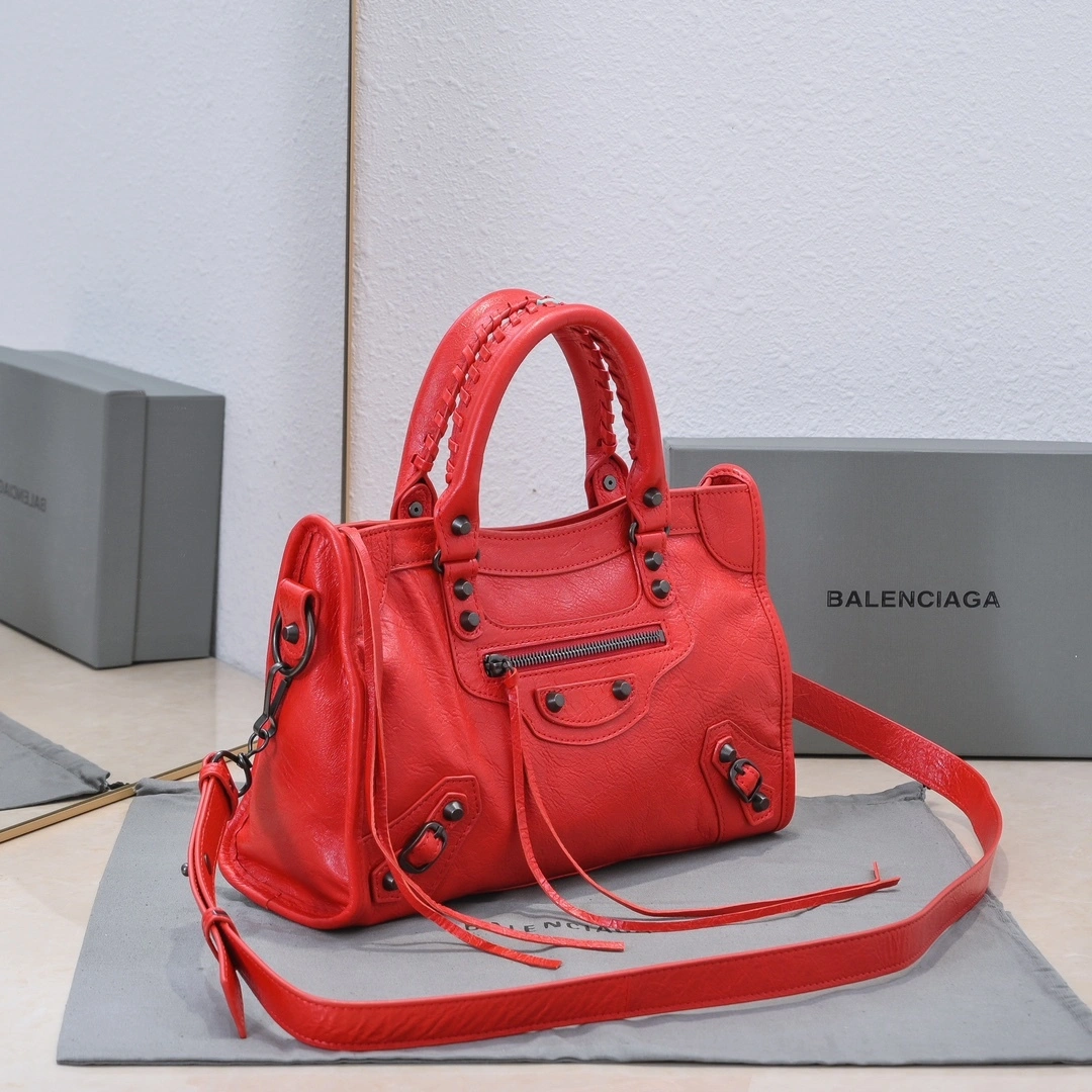Stretchable Balenciaga 2024 Lie City Retro Motorcycle Bag - Medium Size 61088