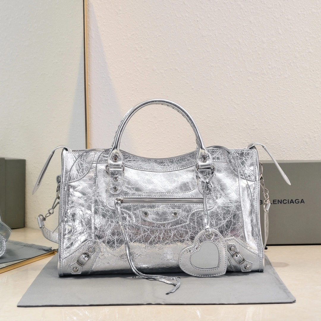 Balenciaga 2024 Lie City Studded Motorcycle Bag - Medium Size Stylish 61034