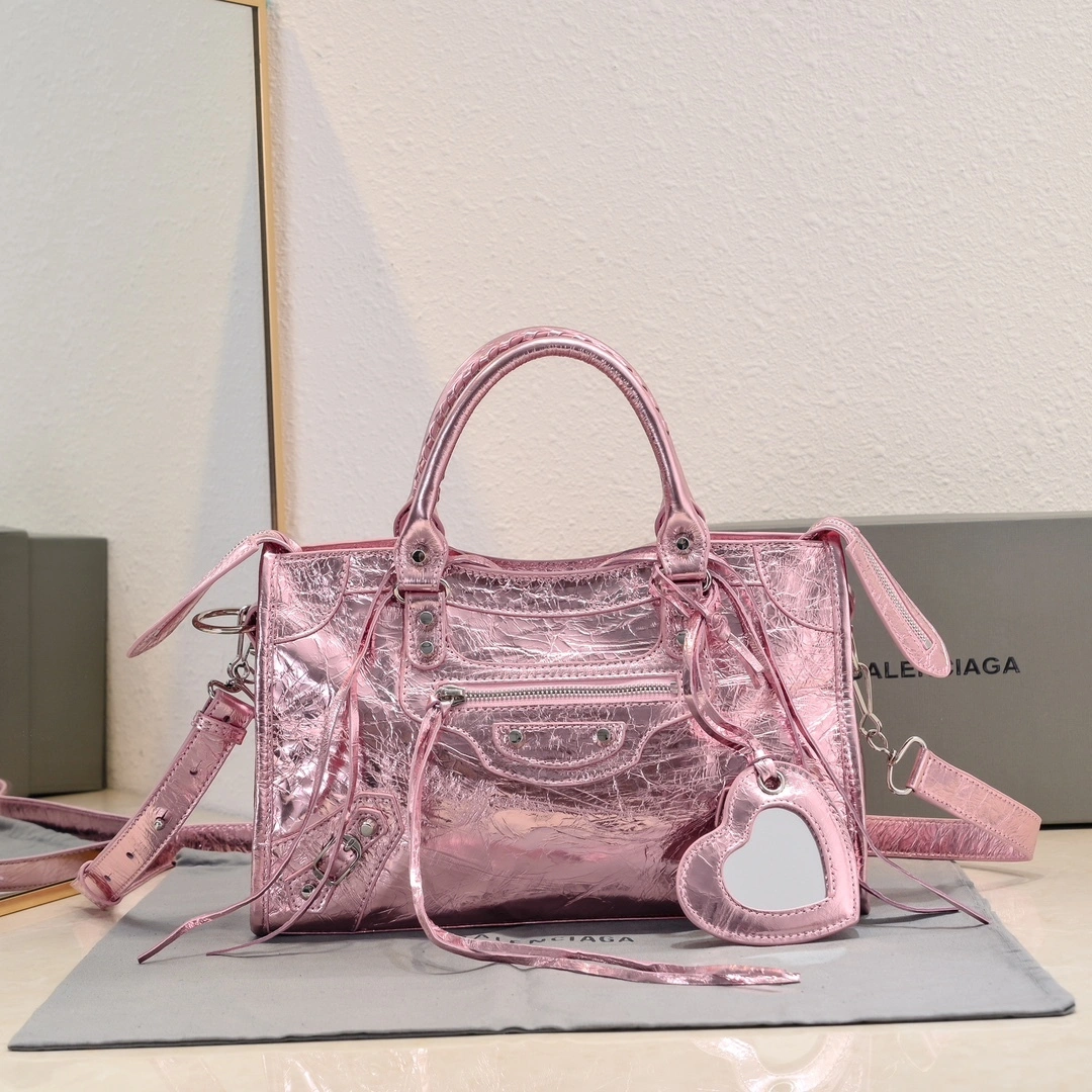 Compact Balenciaga 2024 Lie City Studded Motorcycle Bag 61085