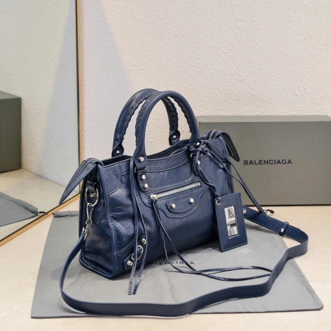 Versatile Balenciaga 2024 Lie City Studded Motorcycle Bag 61014