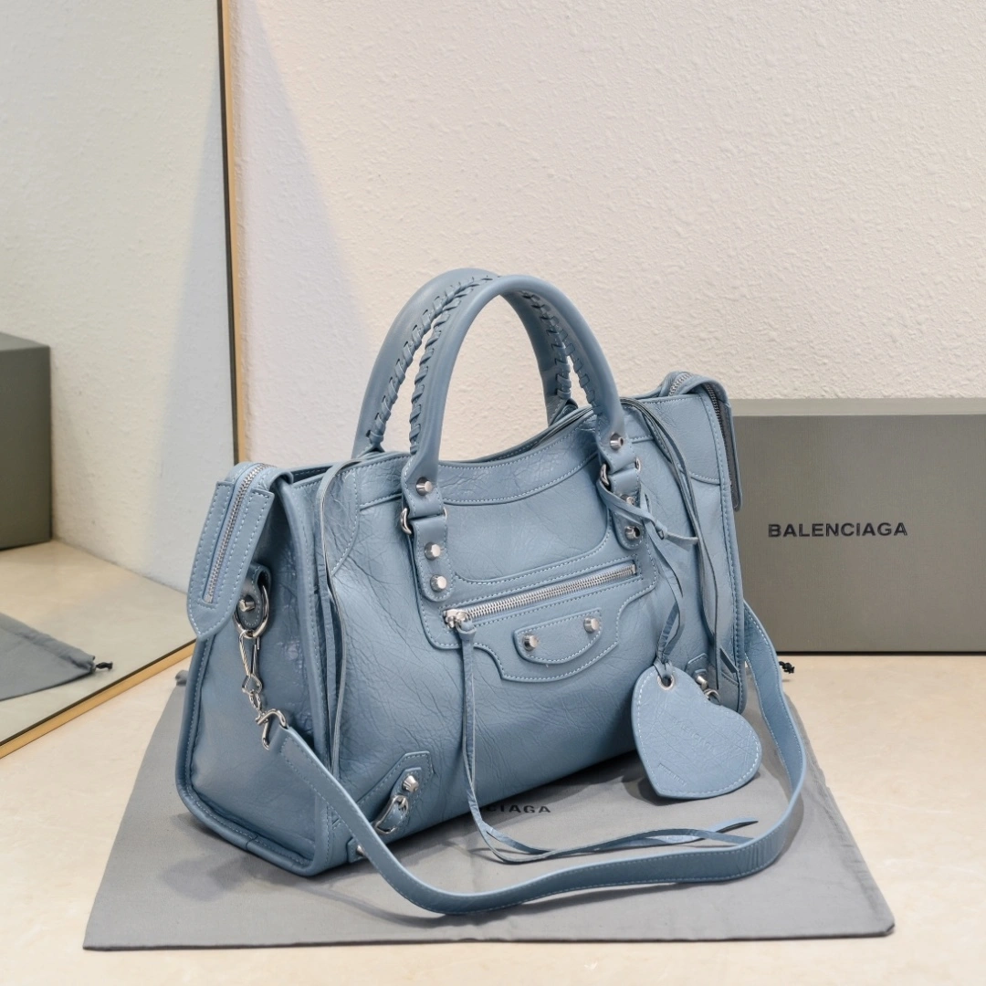 Sleek Balenciaga 2024 Lie City Vintage Motorcycle Bag 61038