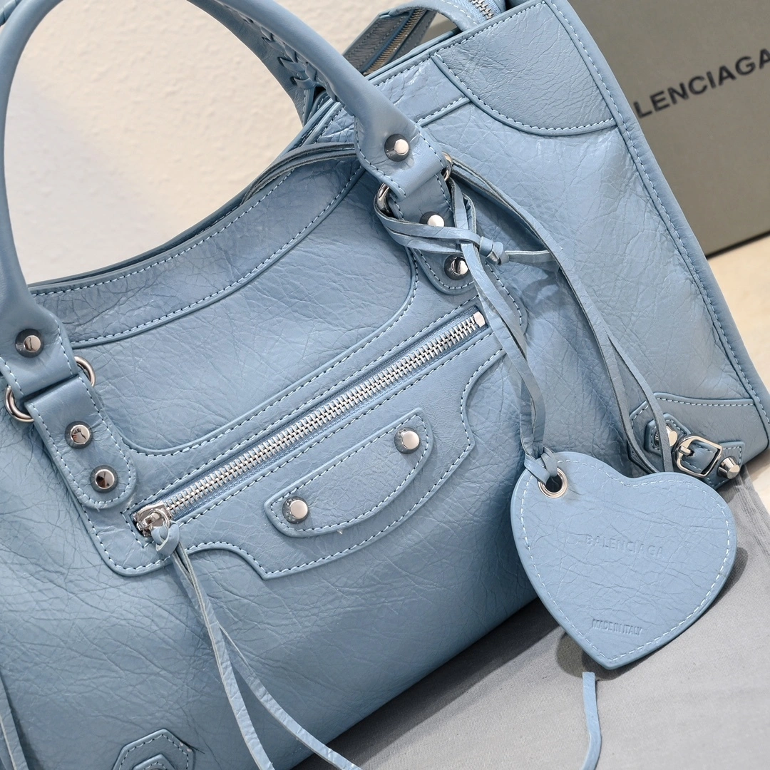 Sleek Balenciaga 2024 Lie City Vintage Motorcycle Bag 61038