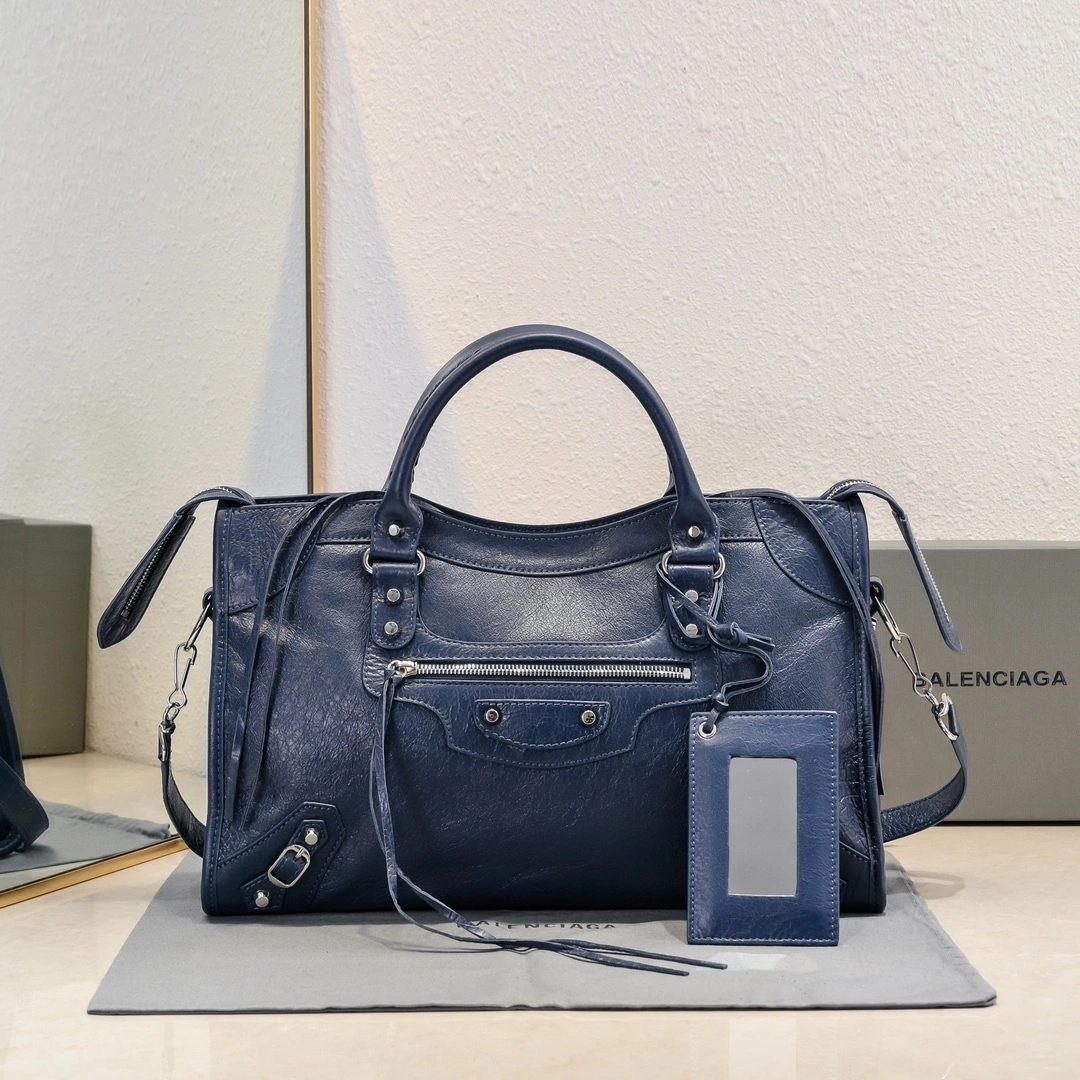 TravelReady Balenciaga 2024 Retro Studded City Motorcycle Bag 61030