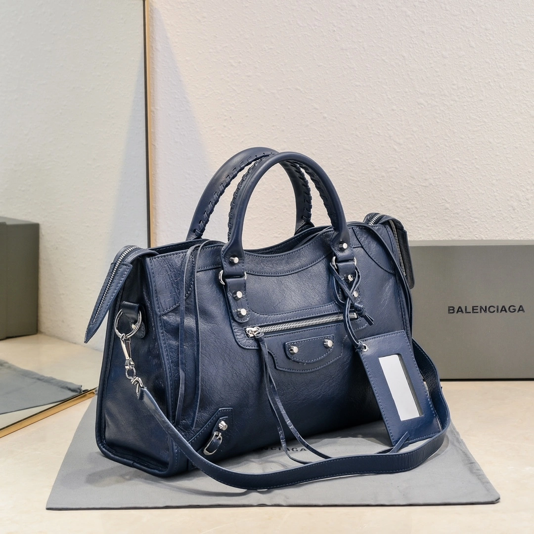 TravelReady Balenciaga 2024 Retro Studded City Motorcycle Bag 61030