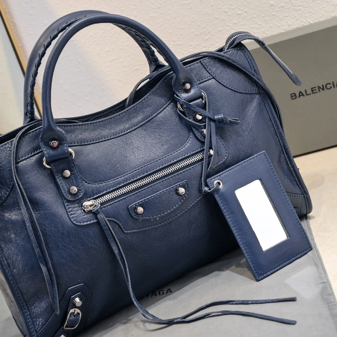 TravelReady Balenciaga 2024 Retro Studded City Motorcycle Bag 61030
