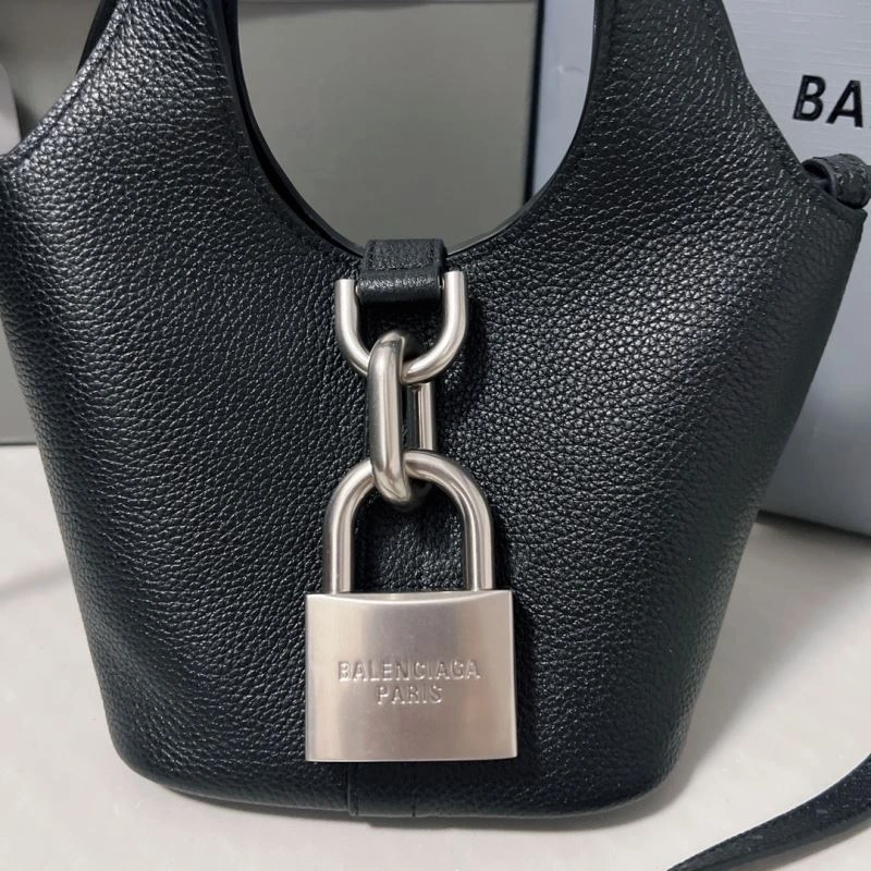 Sporty Balenciaga 2024 Spring Locker Hobo Bag with Silver Lock 70064